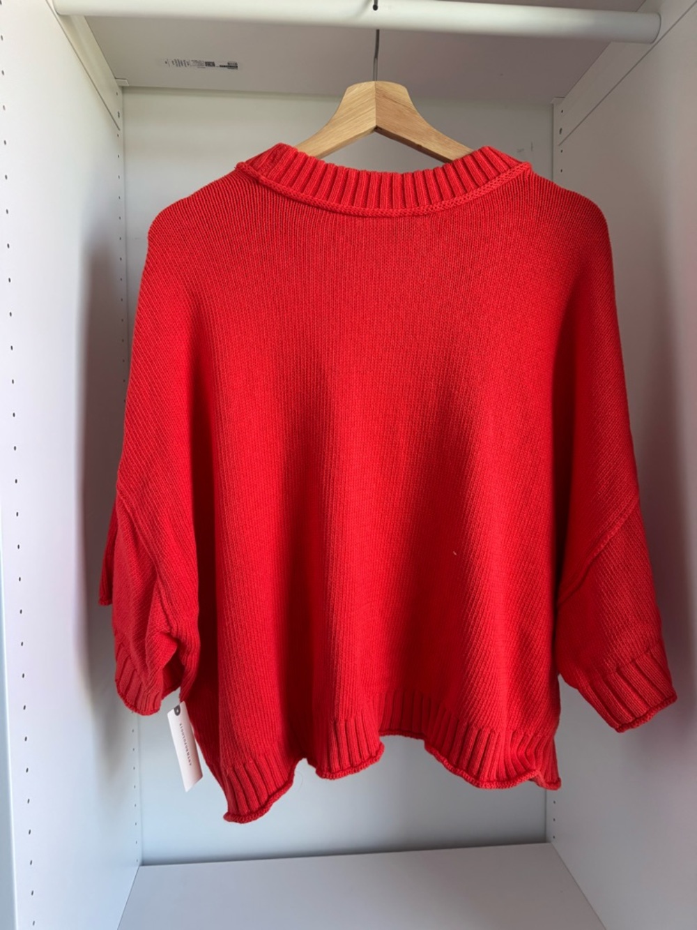 Anthropologie Bright Red Oversized Rib-Trim Sweater - Picture 2 of 4